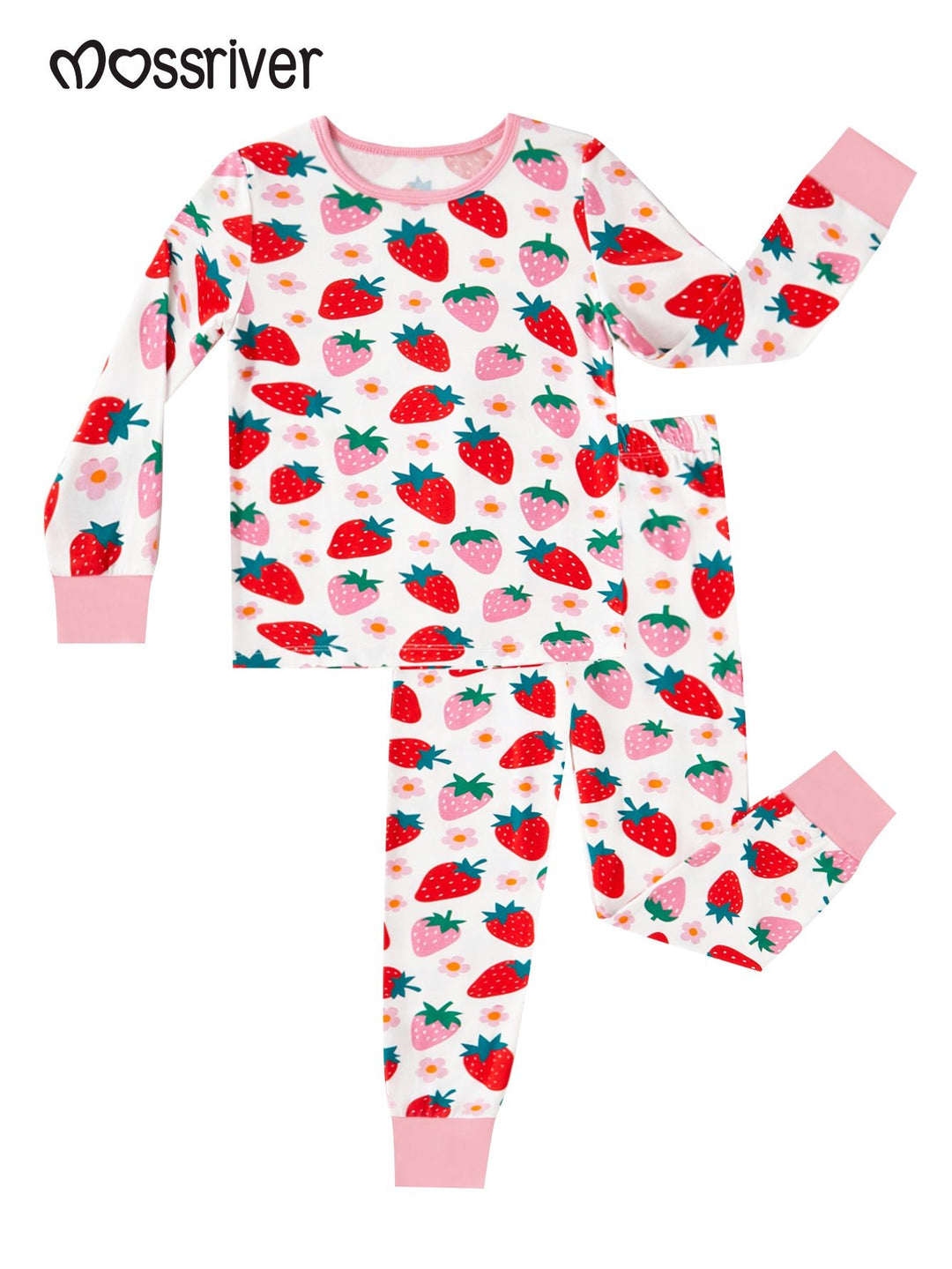 Strawberry Print Long - Sleeve Baby One - Piece Double Zipper - MOSSRIVER