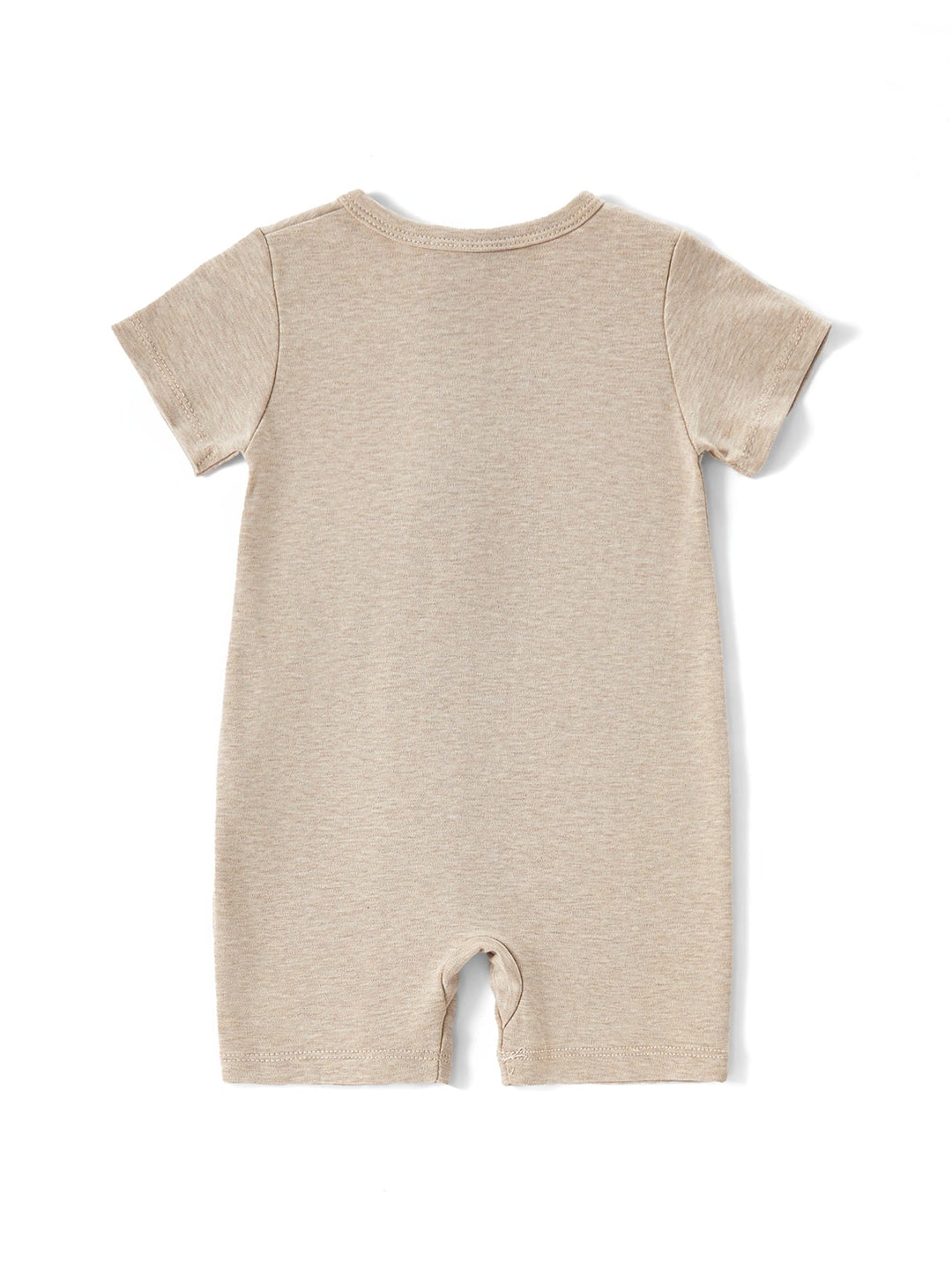 Teddy Bear Embroidered Baby Zip Short Sleeve Romper | Soft Neutral Toddler Bodysuit - MOSSRIVER