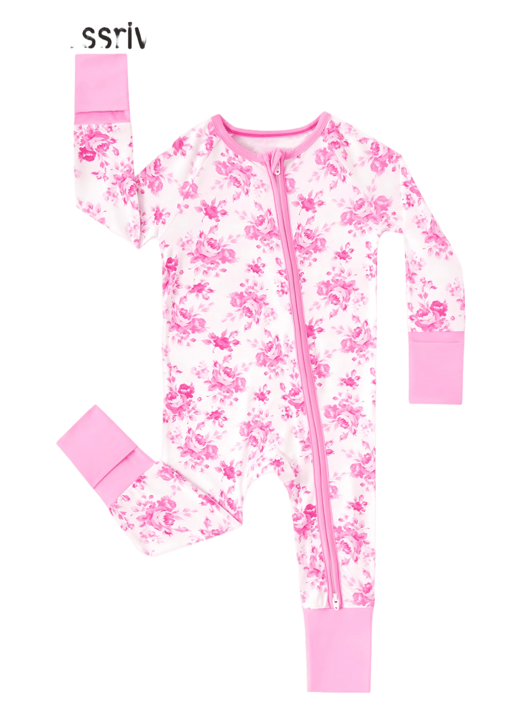 Valentine's Floral Footies Mitten Long - Sleeve Baby One - Piece Double Zipper - MOSSRIVER