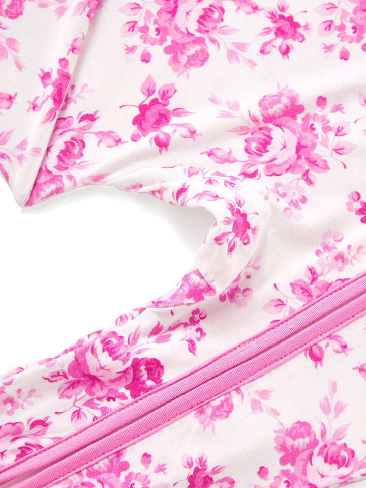 Valentine's Floral Footies Mitten Long - Sleeve Baby One - Piece Double Zipper - MOSSRIVER