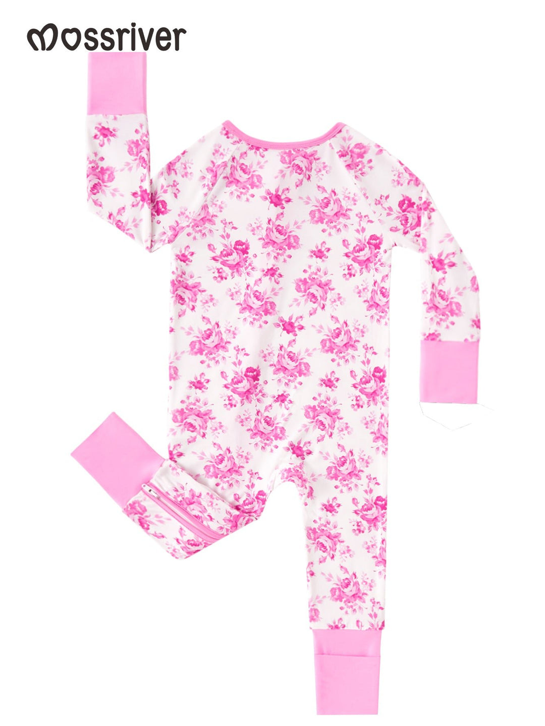 Valentine's Floral Footies Mitten Long - Sleeve Baby One - Piece Double Zipper - MOSSRIVER