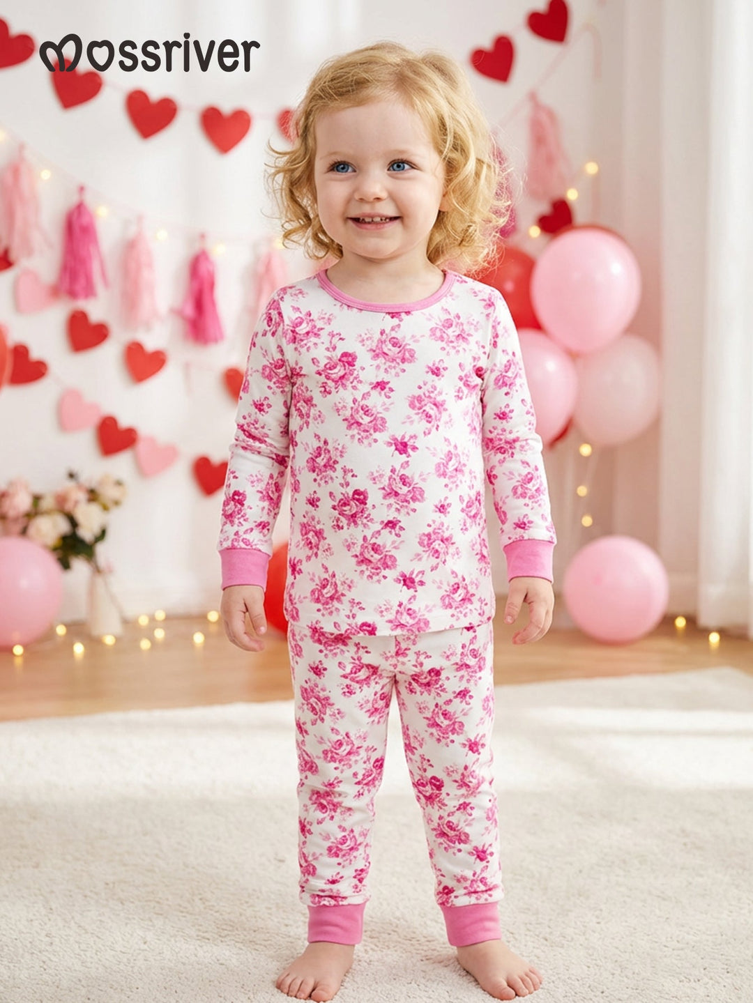 Valentine's Rose Print Baby Two - Piece - MOSSRIVER