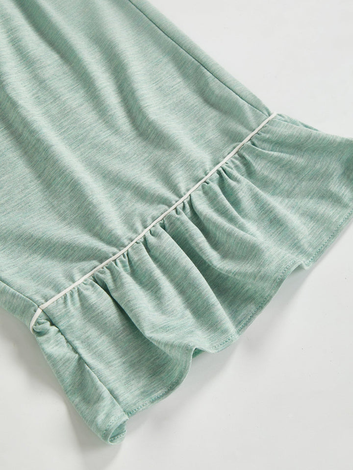 Women Bamboo Viscose Pajama Sets Ruffled Cuff Hem Long Sleeve Fancy Yarn 2 Piece Loungewear Loose Fit Drop Shoulder - MOSSRIVER