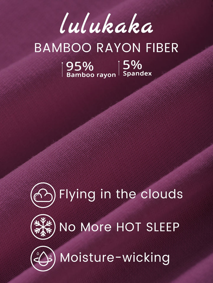 Women Bamboo Viscose Pajama Sets Ruffled Cuff Hem Long Sleeve Fancy Yarn 2 Piece Loungewear Loose Fit Drop Shoulder - MOSSRIVER