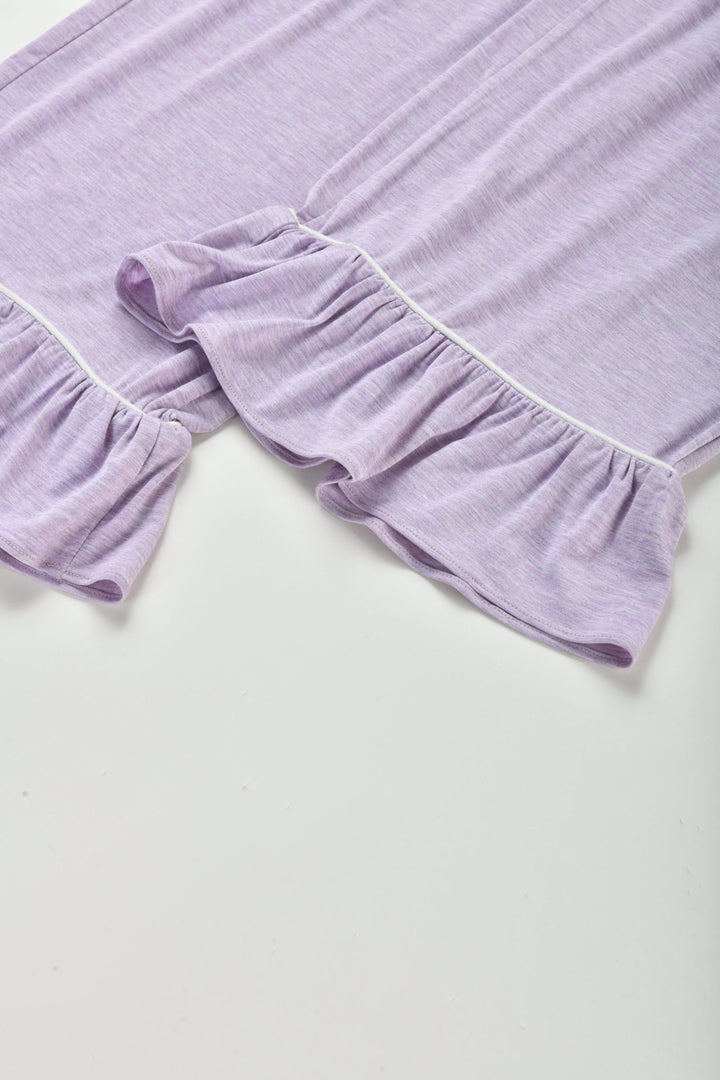 Women Bamboo Viscose Pajama Sets Ruffled Cuff Hem Long Sleeve Fancy Yarn 2 Piece Loungewear Loose Fit Drop Shoulder - MOSSRIVER