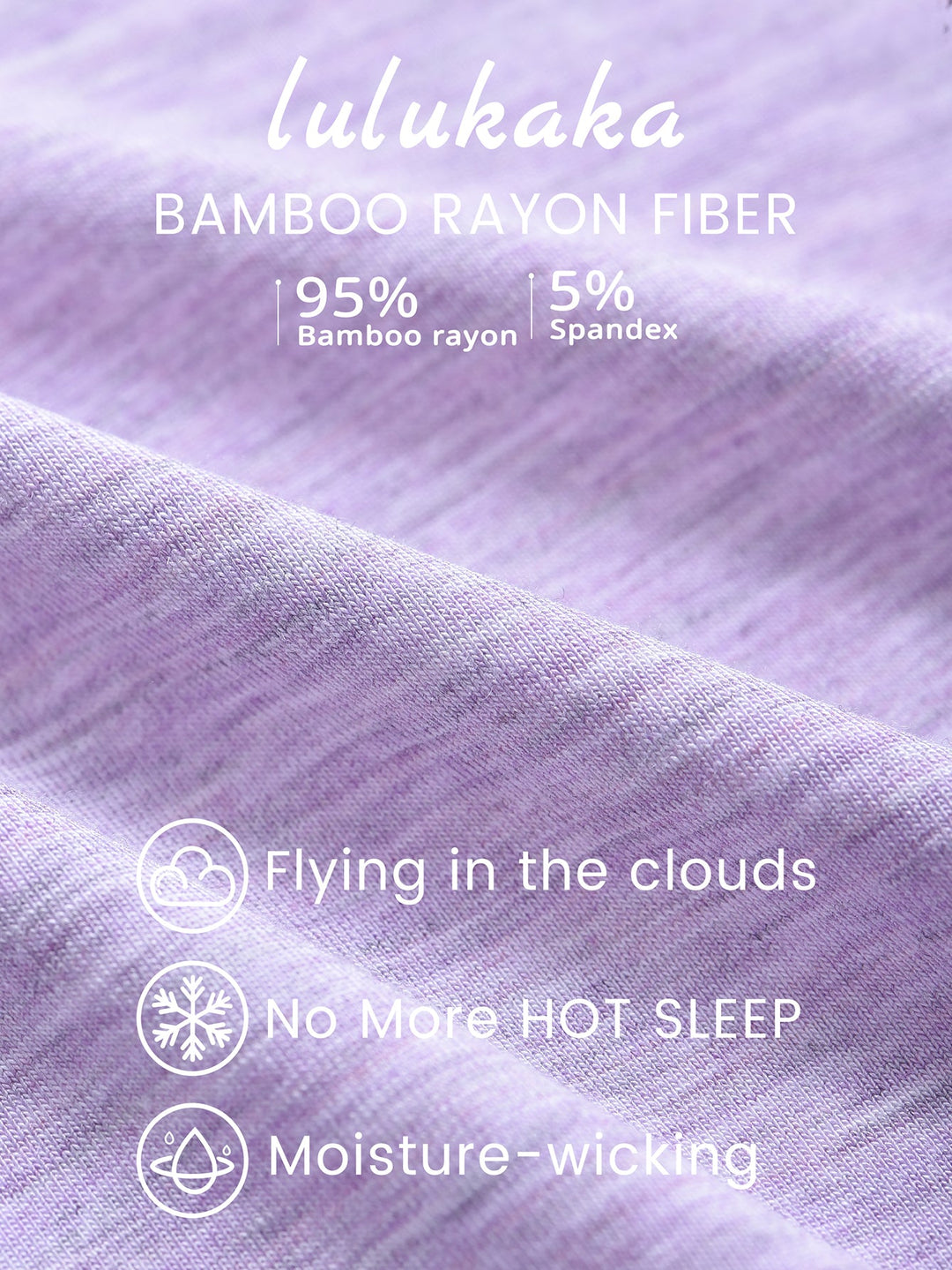 Women Bamboo Viscose Pajama Sets Ruffled Cuff Hem Long Sleeve Fancy Yarn 2 Piece Loungewear Loose Fit Drop Shoulder - MOSSRIVER