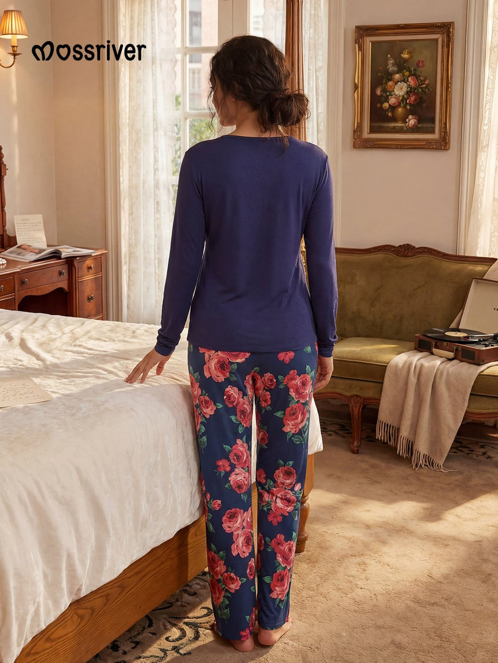 Women Lounge Set Pink Floral - MOSSRIVER