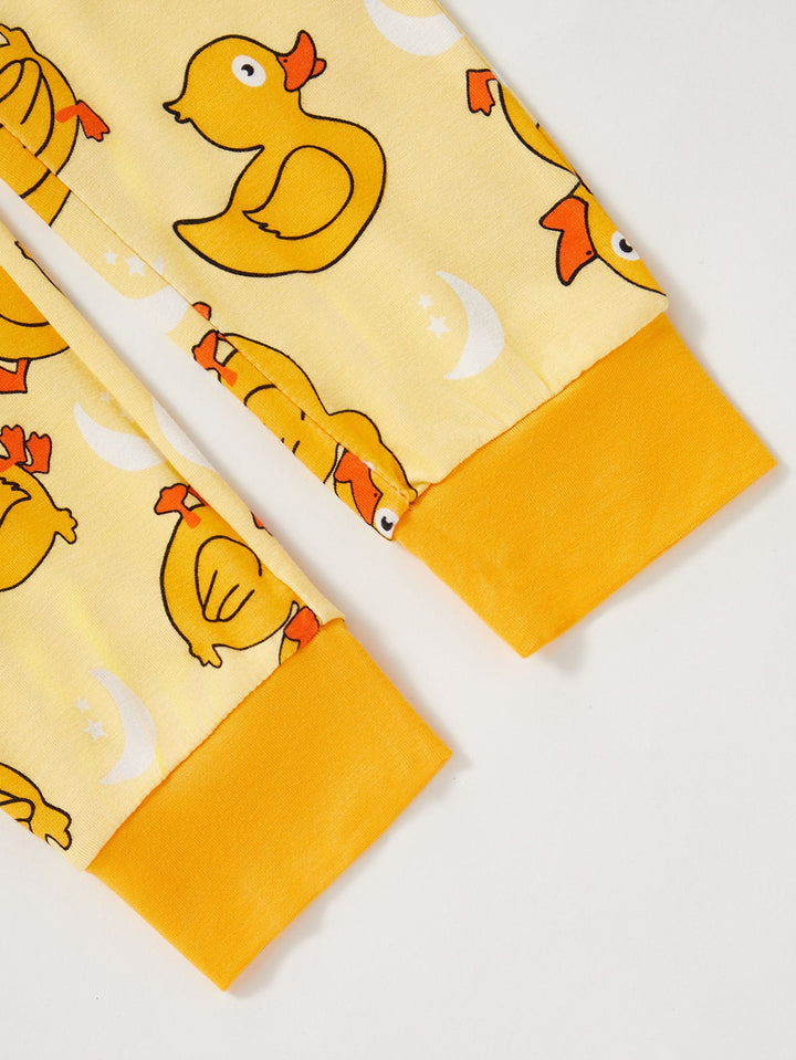 Yellow Duckling Print Bamboo Long - Sleeve Baby Pajamas - MOSSRIVER
