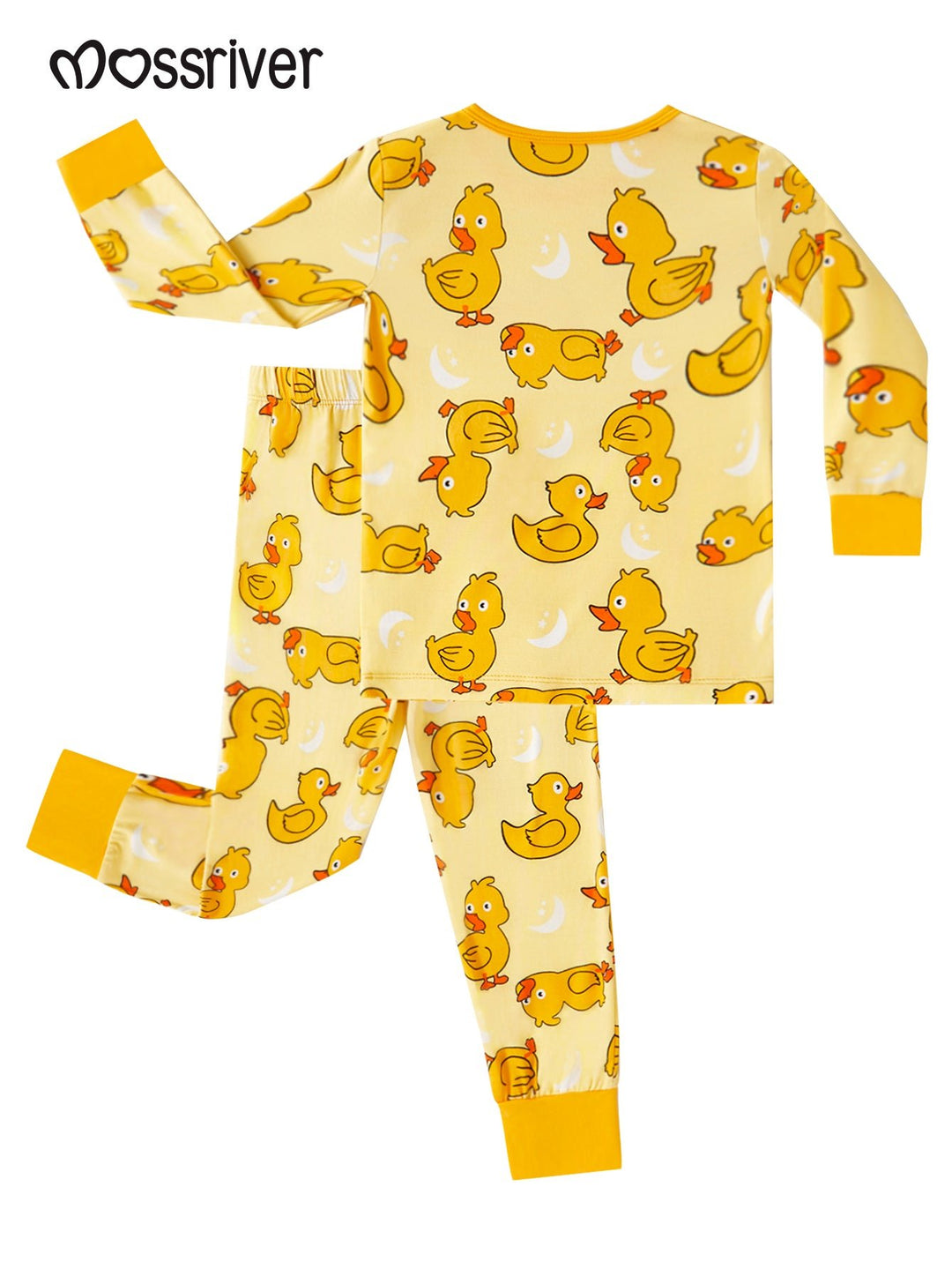 Yellow Duckling Print Bamboo Long - Sleeve Baby Pajamas - MOSSRIVER