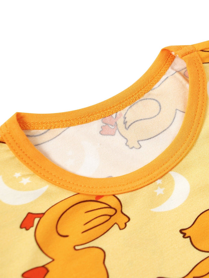 Yellow Duckling Print Bamboo Long - Sleeve Baby Pajamas - MOSSRIVER