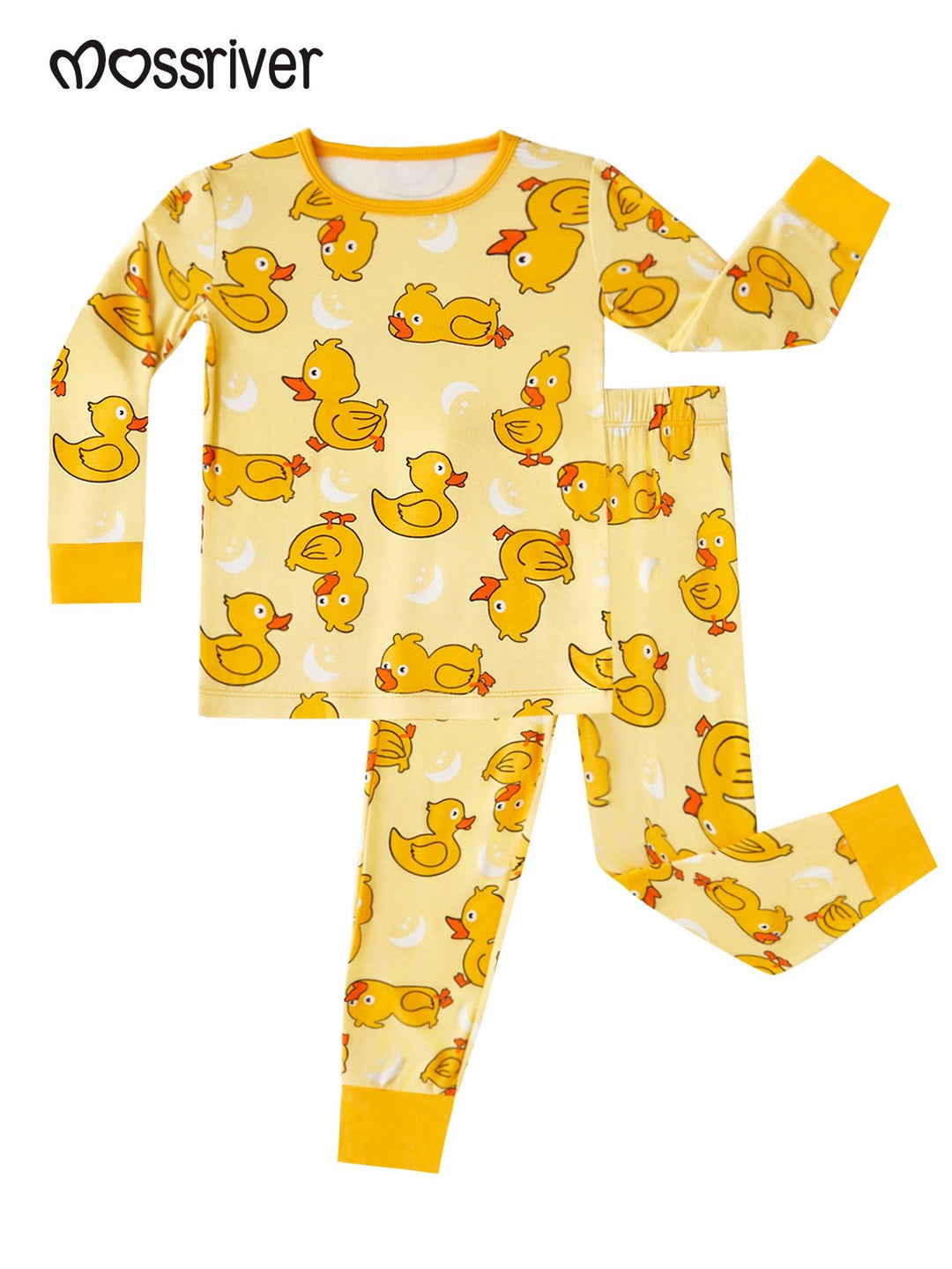Yellow Duckling Print Bamboo Long - Sleeve Baby Pajamas - MOSSRIVER