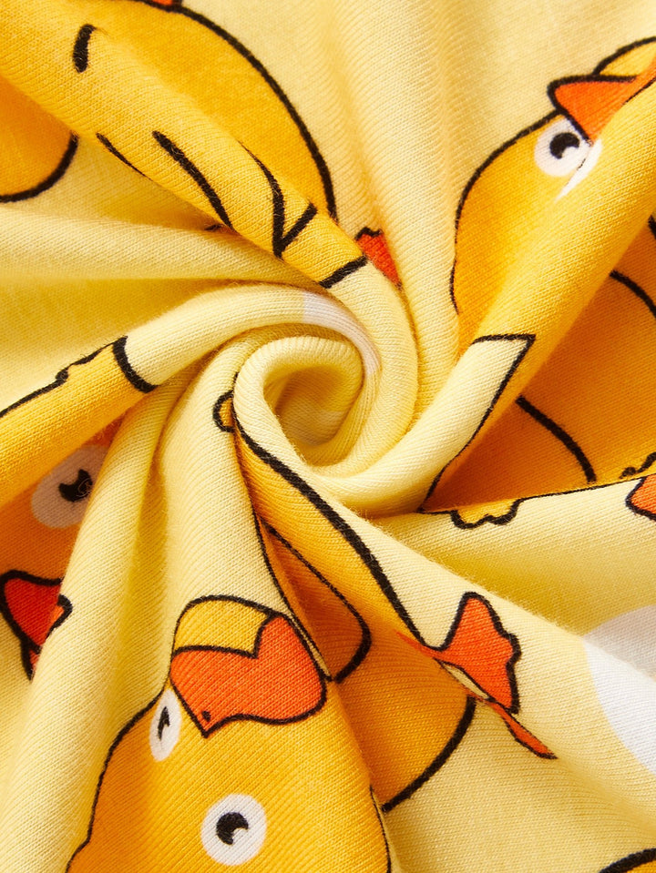 Yellow Duckling Print Bamboo Long - Sleeve Baby Pajamas - MOSSRIVER