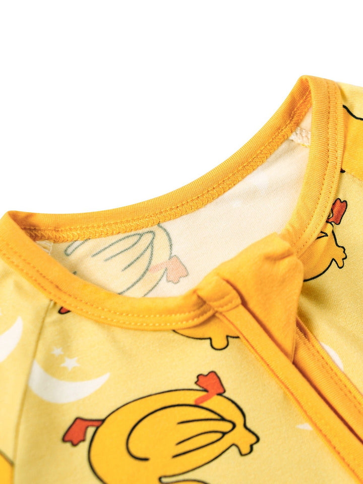 Yellow Duckling Short - Sleeve Baby One - Piece Zipper - MOSSRIVER