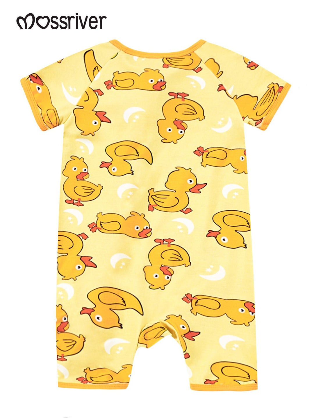 Yellow Duckling Short - Sleeve Baby One - Piece Zipper - MOSSRIVER